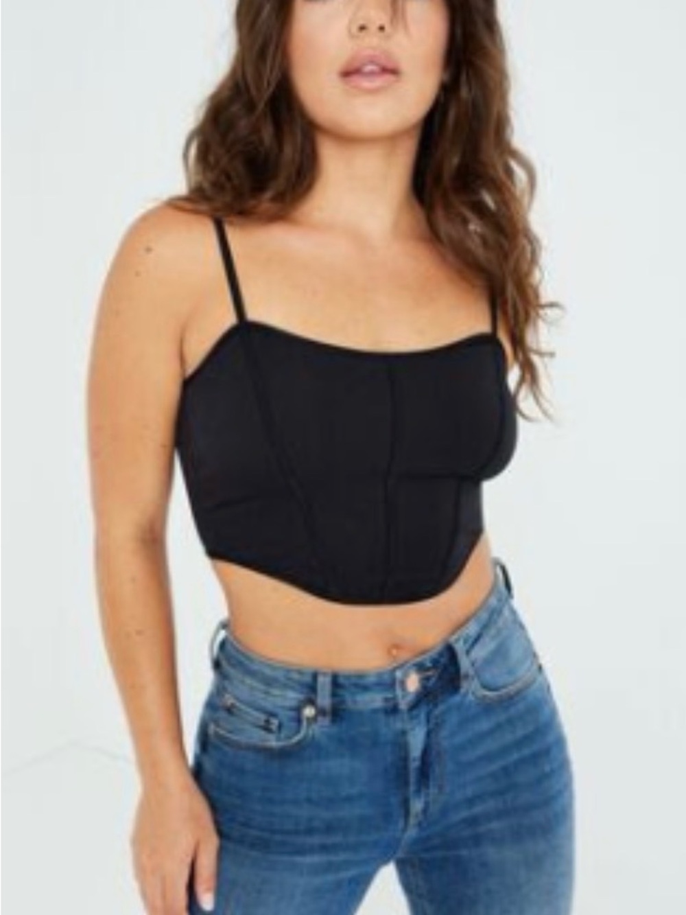 2/$25 Garage Black Cropped Corset Style Cami